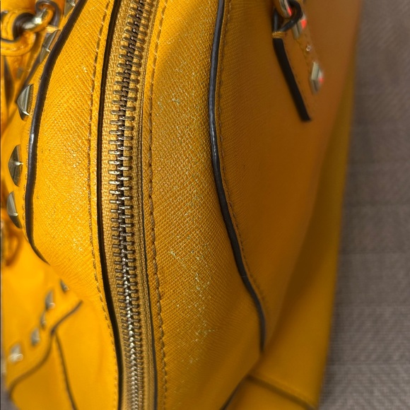 Michael Kors Mustard Yellow Studded Satchel Handbag. - Picture 3 of 15